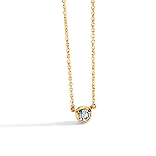 14k gold plated cubic zirconia bezel drop minimalism necklace