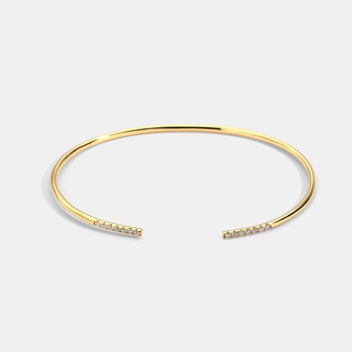 14k gold plating dainty cuff minimalist bracelet with cubic zirconia