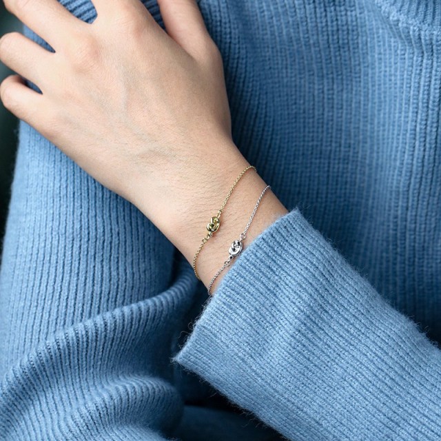 Irregular wire knot with clear zircon minimalism chain bracelet