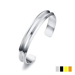 Stainless steel groove cuff bracelet four color option B-145