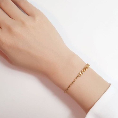 Ball chain joint with curb chain minimalist bracelet in gold plating B-553