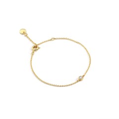 Wholesale Lonely station cubic zirconia bezel set chain bracelet in 14k gold plating