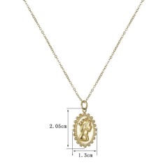 Oval queen medallion necklace in yellog gold plating steel