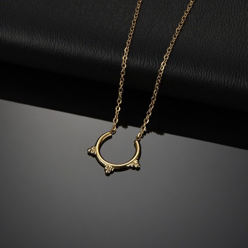 Half vintage frame necklace in gold plating stainless steel