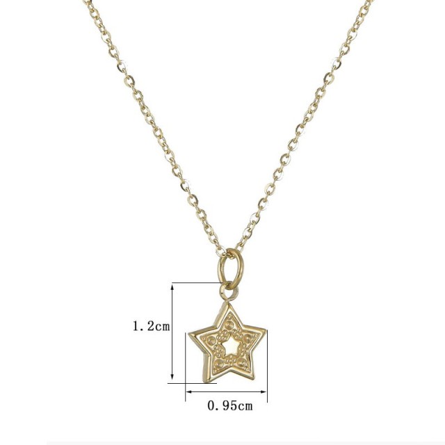 High quality stainless steel star pendant necklace in gold plating