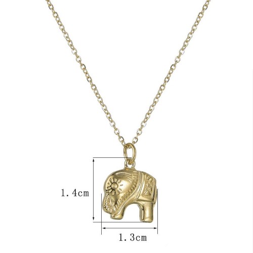Good luck elephant necklace in yello gold plating stainless steel