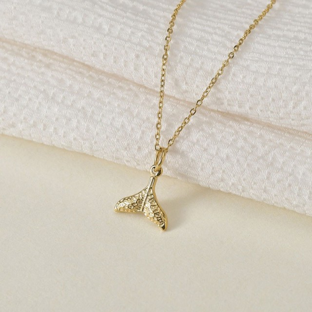 High quality stainless steel whale tail pendant necklace