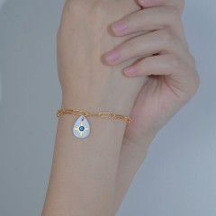 Paper clip chain bracelet with charm of north star and eye