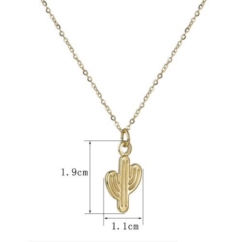 Casting stainless steel cactus pendant necklace in 14k gold plating