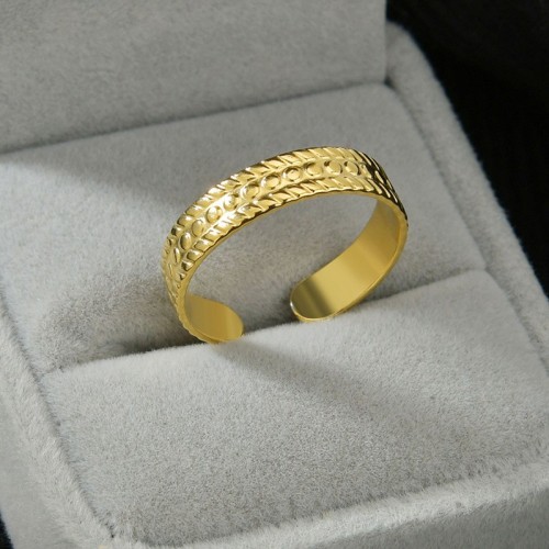 High quality yellow gold plating stainless steel adjustable ring
