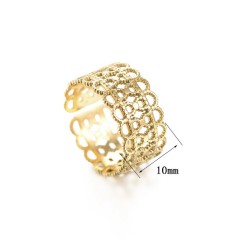 Bague en plaqué or motifs ajourés dentelle lace pattern adjustable ring