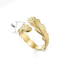 Anillo ajustable con pluma de acero ba?ado en oro