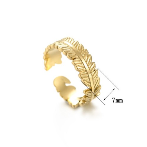 Anillo de plumas en acero chapado en oro de 14k gold plating feather ring