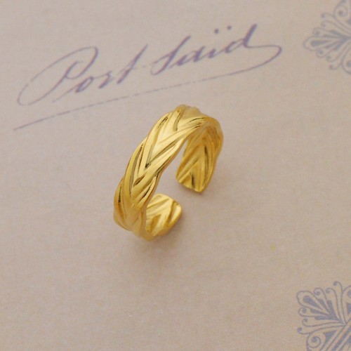 Bague Ajustable Tendance Plaqué Or wheat opening ring in stainless steel