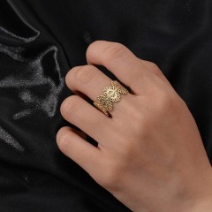 Adjustable lace ring in gold plating stainless steel