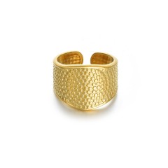 Opening dotted ring in 14k gold plating stainless steel