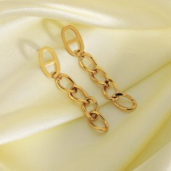 Mariner chain link earrings in gold plating stainless steel jewelry