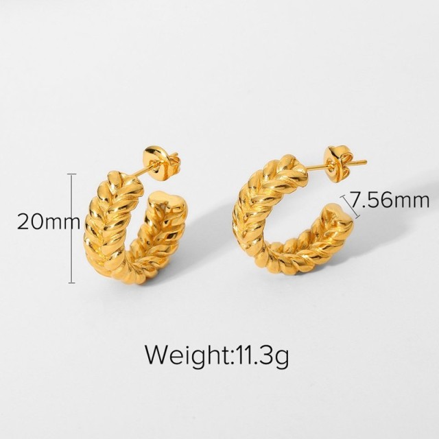 Braided rope hoop earrings in minimalist stainless steel jewelry