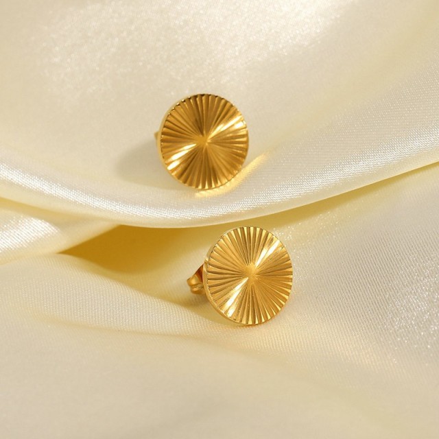 Burst in button stud earrings in gold plating stainless steel, long-lasting