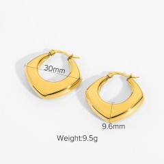 Soft square bold hoop earrings in gold plating stainless steel