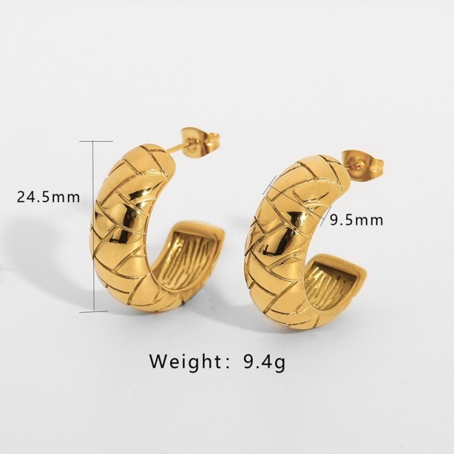 Tires pattern hoop earrings in gold plating stainless steel jewelry