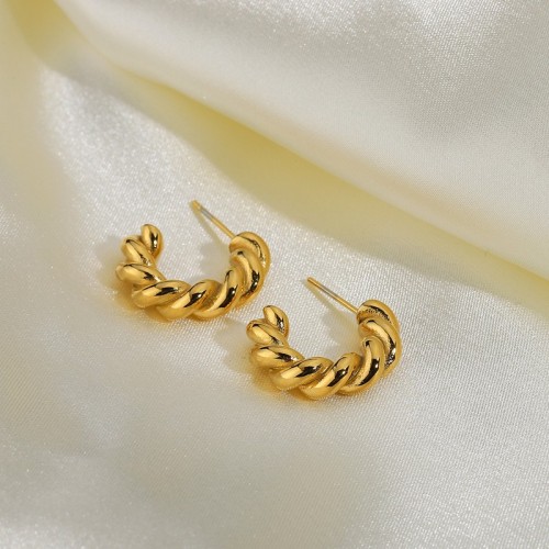 Mini chunky twist gold-plated stainless steel hoop Earrings