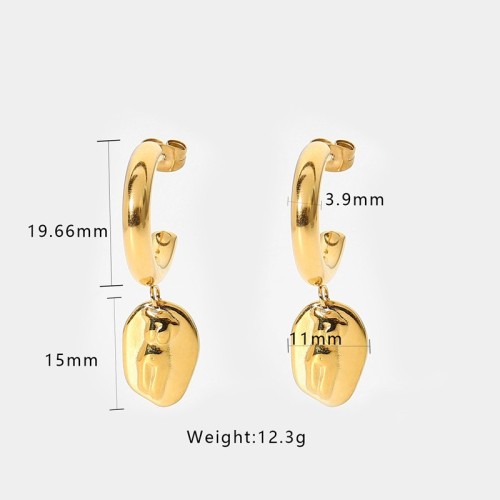 Athena sculptural female bust charm hoop earrings in gold plating