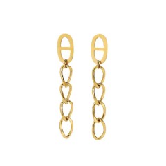 Mariner chain link earrings in gold plating stainless steel jewelry