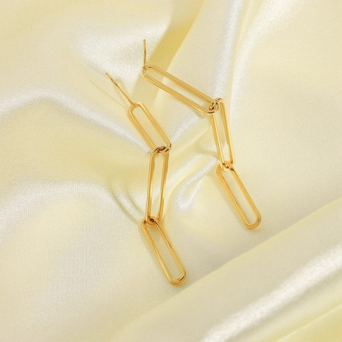 Long chain link minimalist earrings in gold plating jewelry