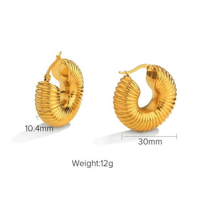 Seashell-Shaped Hoops earrings in gold plated stainless steel