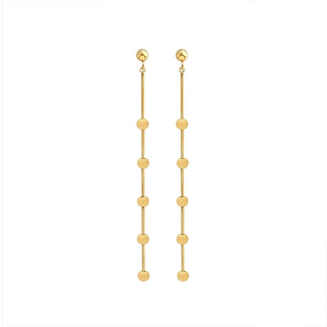 Ball station chain earrings in gold plating stainless steel