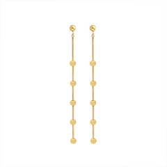 Ball station chain earrings in gold plating stainless steel