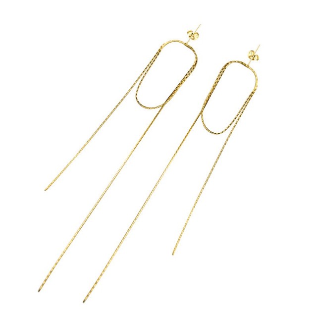 Chain tassel earrings in gold plated stainless steel