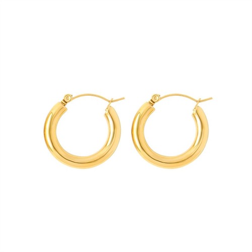 Yellow gold plating minimalist huggie earrings in stainless steel