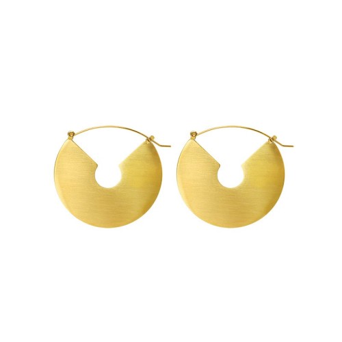 Minimalist bold fan hoop earrings in gold plating stainless steel