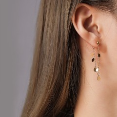 Water droplet chain front to back earrings in gold plating