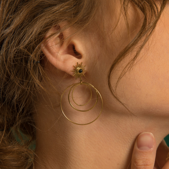 Multiple large circles of stainless steel earrings / Boucle d'oreilles en acier inoxydable