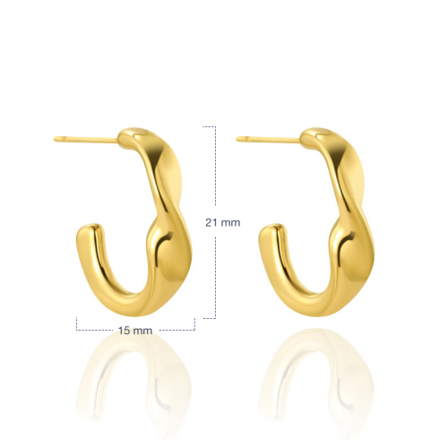 Irregular Twist C shaped Stainless Steel Earrings / Boucle d'oreilles en acier inoxydable