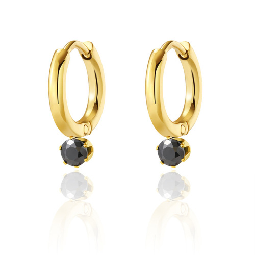 Delicate light luxury stainless steel earrings with rhinestone / Boucle d'oreilles en acier inoxydable