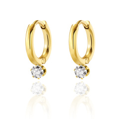 Delicate light luxury stainless steel earrings with rhinestone / Boucle d'oreilles en acier inoxydable