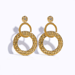 8 shape round stainless steel earrings with Rhinestone / Boucle d'oreilles en acier inoxydable