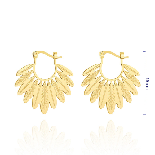 Leaf shaped stainless steel earrings / Boucle d'oreilles en acier inoxydable