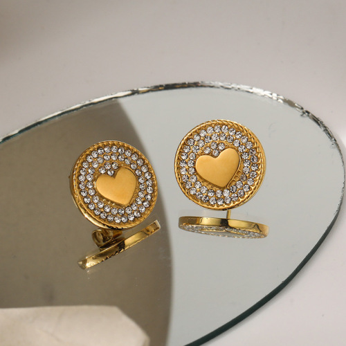 Loving stainless steel earrings with rhinestone / Boucle d'oreilles en acier inoxydable