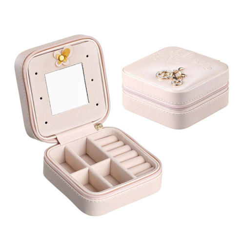 New Luxury Arrival Mini PU Leather Small Travel Jewelry Box with Mirror / Boîte de stockage de bijoux