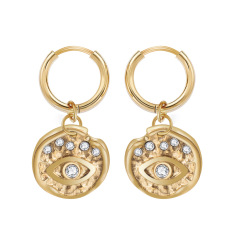 Texture Eyes STAINLESS STEEL EARRINGS inlayed with Rhinestone / Boucle d'oreilles en acier inoxydable