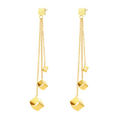 Square STAINLESS STEEL EARRINGS with chain / Boucle d'oreilles en acier inoxydable