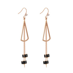 Sector Tassels STAINLESS STEEL DANGLE EARRINGS inlayed with Rhinestone / Boucle d'oreilles en acier inoxydable