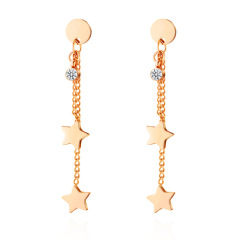 Fashion Star Tassels STAINLESS STEEL DROP EARRINGS inlayed with Rhinestone / Boucle d'oreilles en acier inoxydable