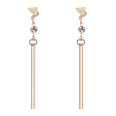 Fox Chain Tassels STAINLESS STEEL EARRINGS inlayed with Rhinestone / Boucle d'oreilles en acier inoxydable