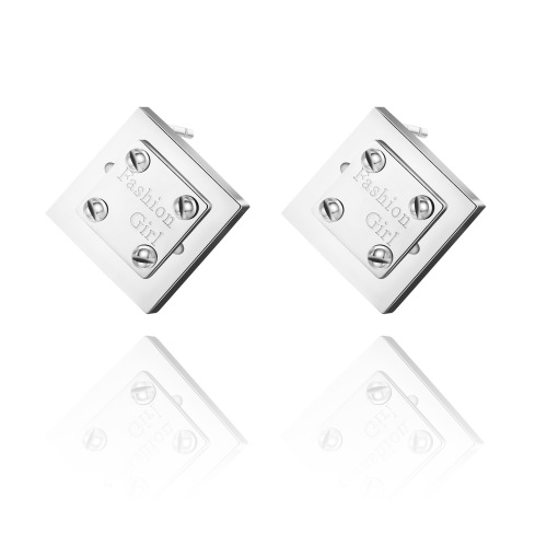 Delicate Square Rivet STAINLESS STEEL STUD EARRINGS / Boucle d'oreilles en acier inoxydable